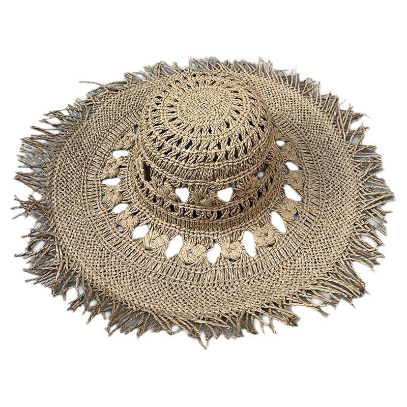 Wind Plus Large Brim Hollow Sun Hat Children Summer Trip Seaside Vacation Sunshade Sunscreen Foldable Straw Hat