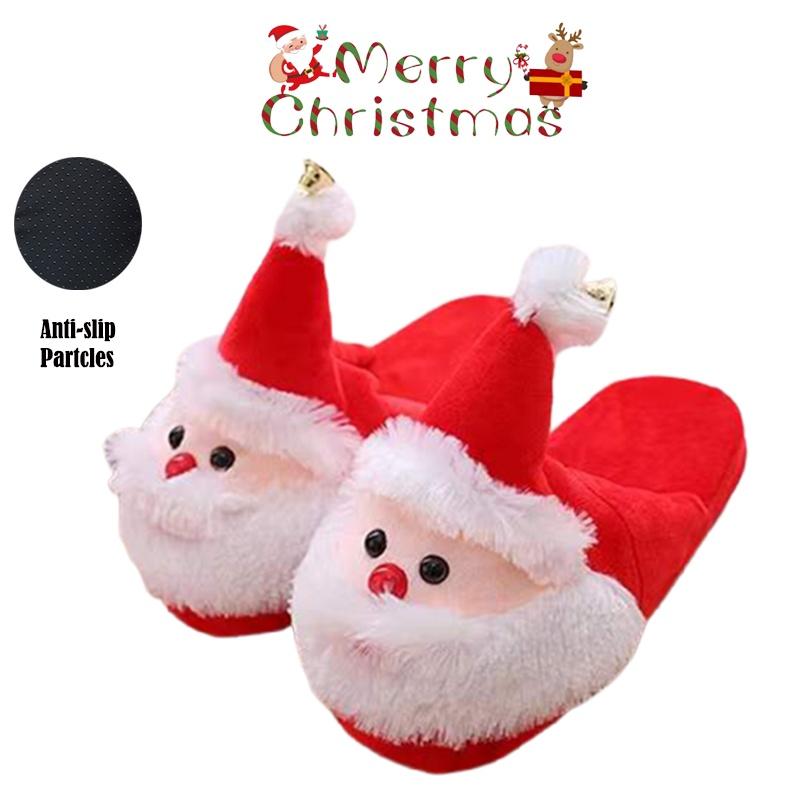 Christmas-themed Fuzzy Slippers For Kids And Women With Memory Foam And Anti-slip Sole