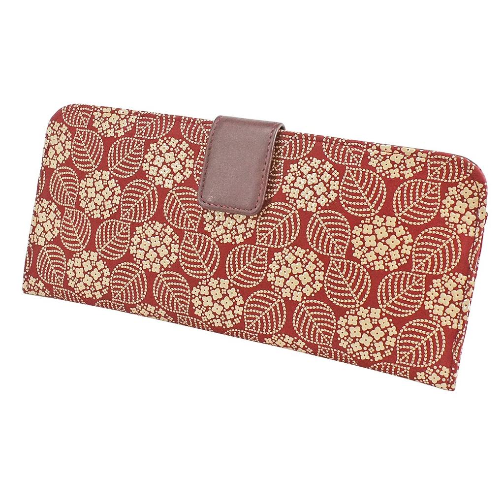 Inden Long Wallet Bundle L Thin Deerskin Red x White Lacquer Hydrangea Pattern [Indenya] 2107-13-174