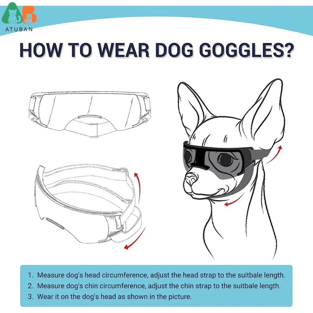 ATUBAN Dog Sunglasses Small Breed, Dog Goggles for Small Dogs Windproof Anti-UV Glasses for Dogs Outdoor Eye Protection, Blue