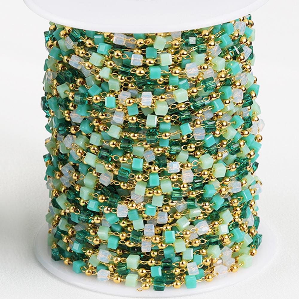 1meter Bohemian Colorful KC Gold Bead Chain for Choker Necklace Women Charm Handmade Party Jewelry Making DIY Components