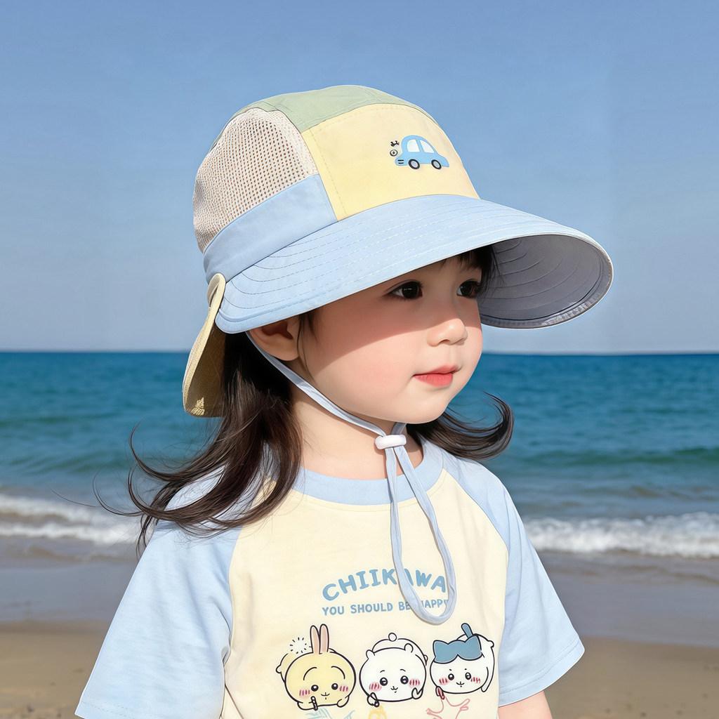 Kids Sun Hat With Large Brim And Breathable Mesh For Summer Protection