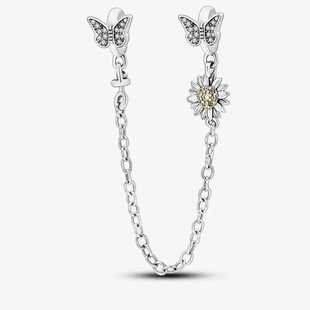 New In Color Zircon Angle Round Clip Bead Fit Pan Original Bracelet Women Copper Safety Chain Jewelry Gift