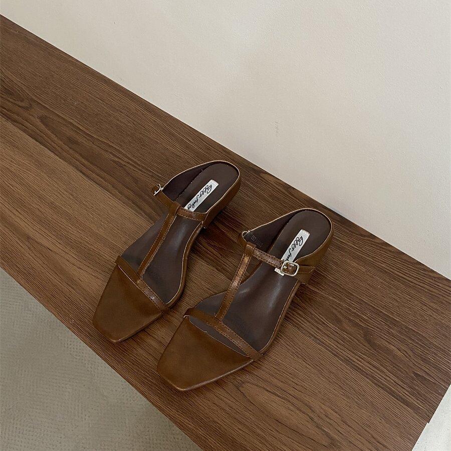 Fashion Bailamos 2025 Brand Summer Women Slipper Square Heels Sandals Square Toe Party Wedding Shoes Slip On Beach Slides Mujer