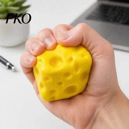 Stress Relief Tool Fake Cheese Squeeze Toy, Anxiety Cube Sensory Toy Slow Rising Pinch Home Office Relaxation Hand Exercise