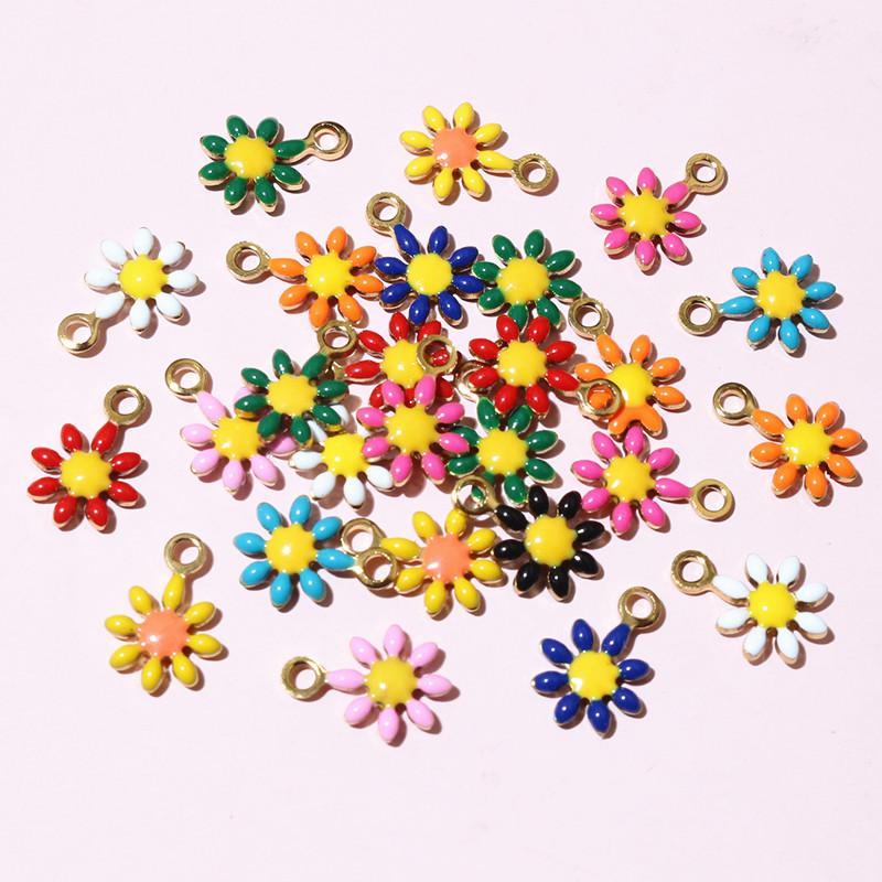 20pcs 10x7mm Small Flower Charms Pendant Enamel Stainless Steel DIY Jewelry Making Accessories Findings for Necklace Earrings