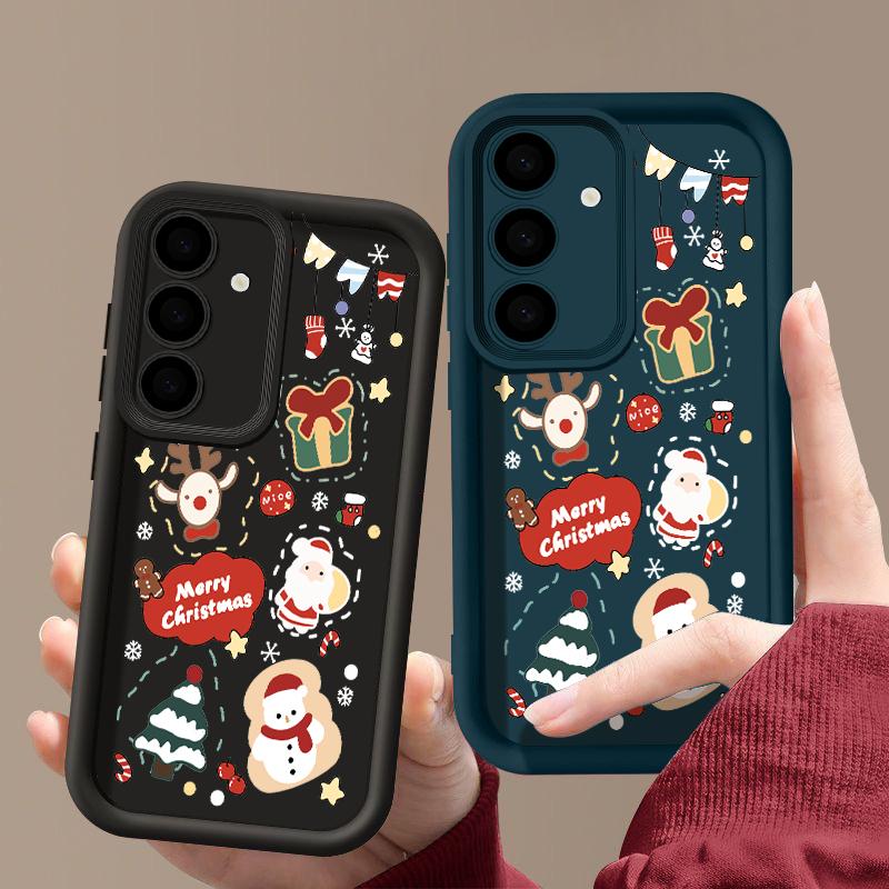 Cartoon Weihnachtsbaum Druck Hülle für Samsung S25 Ultra S24 FE S23 S22 A56 A36 A16 A15 A55 A35 TPU Weich Matt Stoßfest Handyhülle