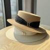 New French Flat-top Straw Hat Children's Summer Sunshade Sunscreen Hepburn Style Straw Top Hat Ins Fashion Trend