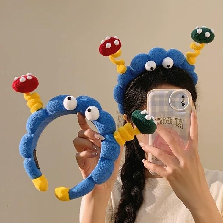 Cute and Fun Headband with Big Eyes, Plush Headband, High Skull Top, Face Wash, Pressure Headband, Photo for Women
