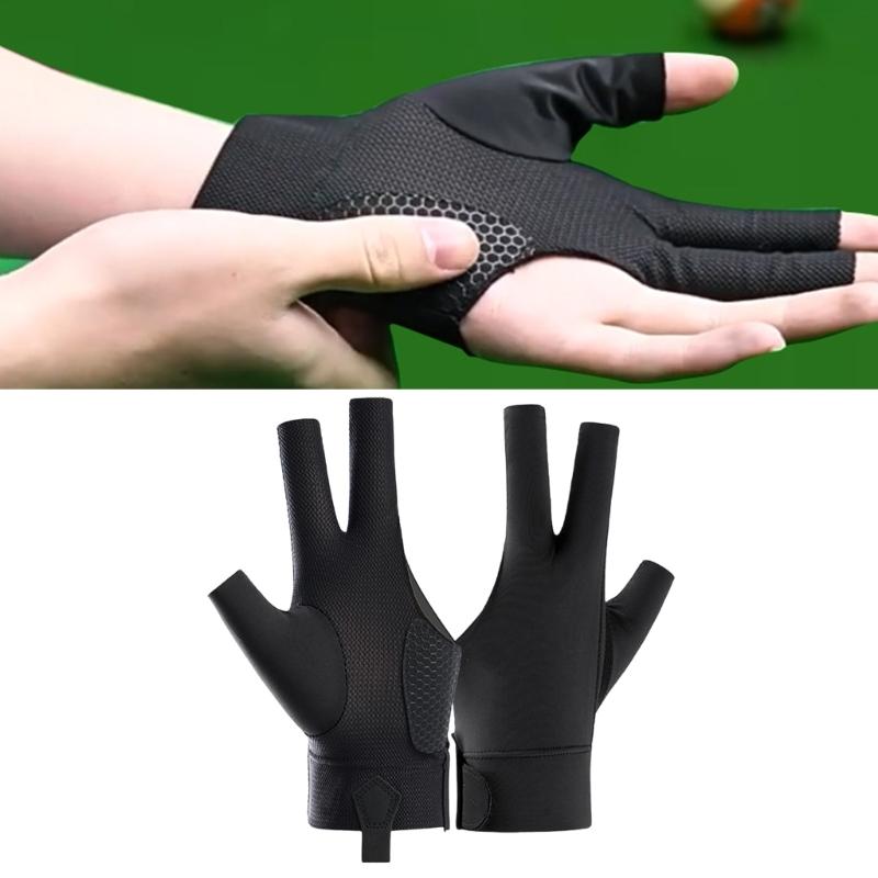 Breathable Three Fingers Glove NonSlip Billiard Training Gloves Pool Mittens Portable Left/Right Hand Billiards Glove