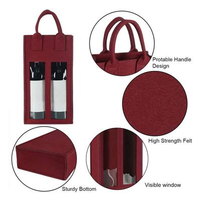 Doppelte Weintragetasche mit tragbarem Griff, stoßfest, strapazierfähig, aus Filz, wiederverwendbar, für Wein, Champagner, Bierflaschen, Handtasche, Geschenktasche