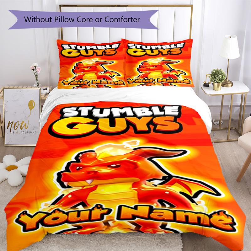 Stumble Guys Personalized Text Bed Linens Suitable for Study room Machine Washable Bedroom Decor Birthday/Christmas GiftSpiritual Gift
