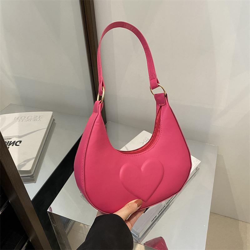 

French niche solid color bag simple and versatile 2025 popular new high-end texture fashion underarm shoulder bag роза розовый