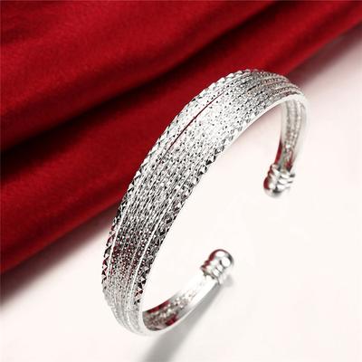 Fashion Jewelry Women's Bracelets Silver Plated Open Flower Bracelet Accessories