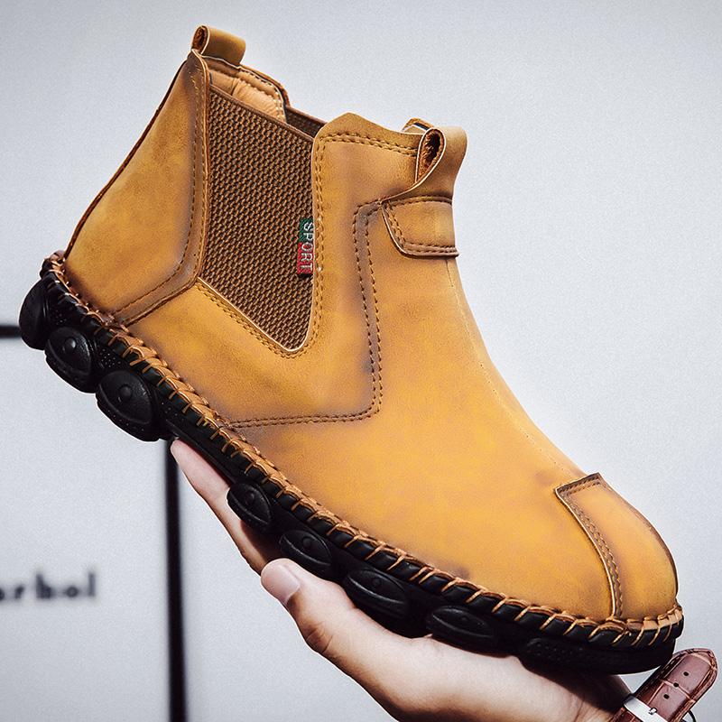 Mens Handmade Genuine Leather Boots Large Size Comfortable Ankle Boots for Men Casual Shoes Outdoor Boots Chelsea Boots
