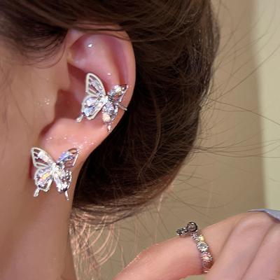 111 Silver Needle Micro-inlaid Zircon Three-dimensional Butterfly Stud Earrings Women's Niche Design High-end Earrings Temperament Versatile Earrings