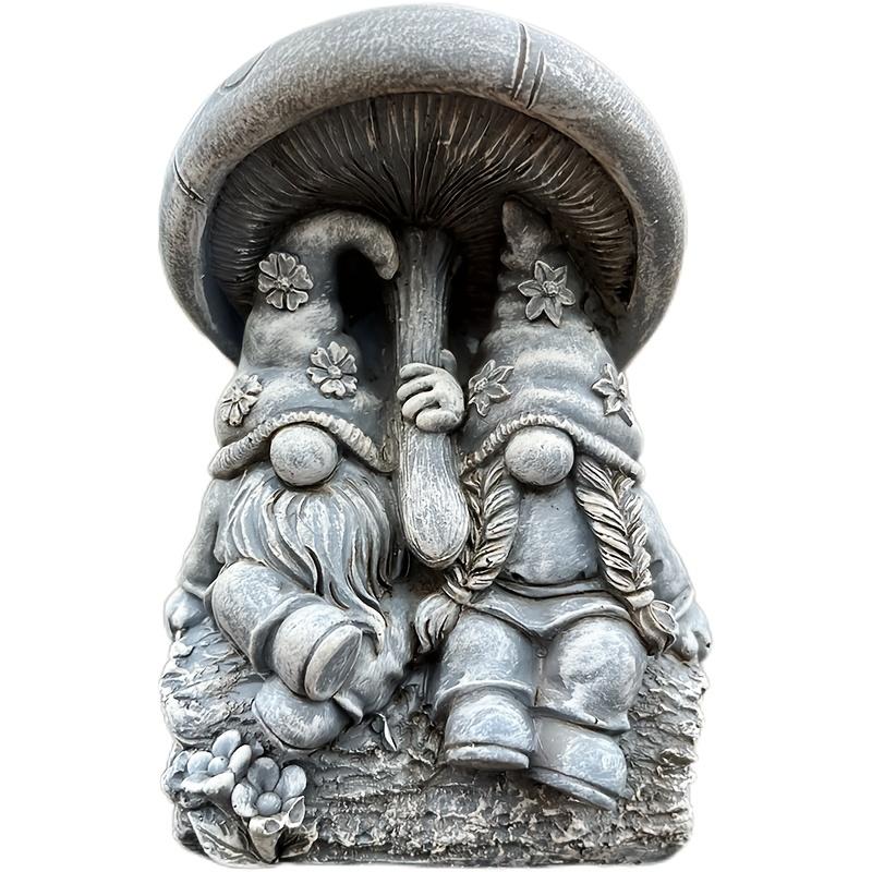 Charming Mushroom Gnome Statue - Resin, Perfect for Garden & Home Decor, Ideal for Christmas, Halloween, Thanksgiving, Valentine's Day