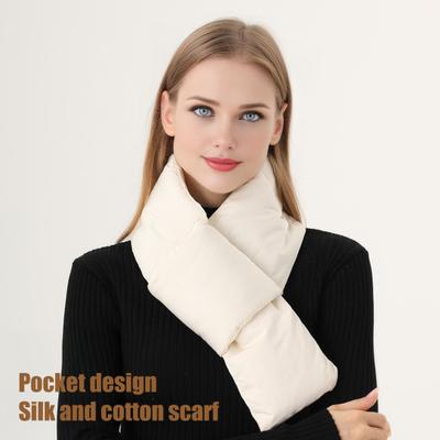 Winter Warm Scarf Solid Color Thickened High-Density Windproof Fabric Wrap Design Women Down Scarf Daily Outdoor Use