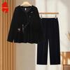 Women's Plus Size Chinese Style Gold Velvet Suit