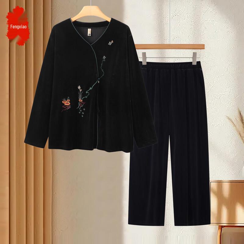 Women's Plus Size Chinese Style Gold Velvet Suit