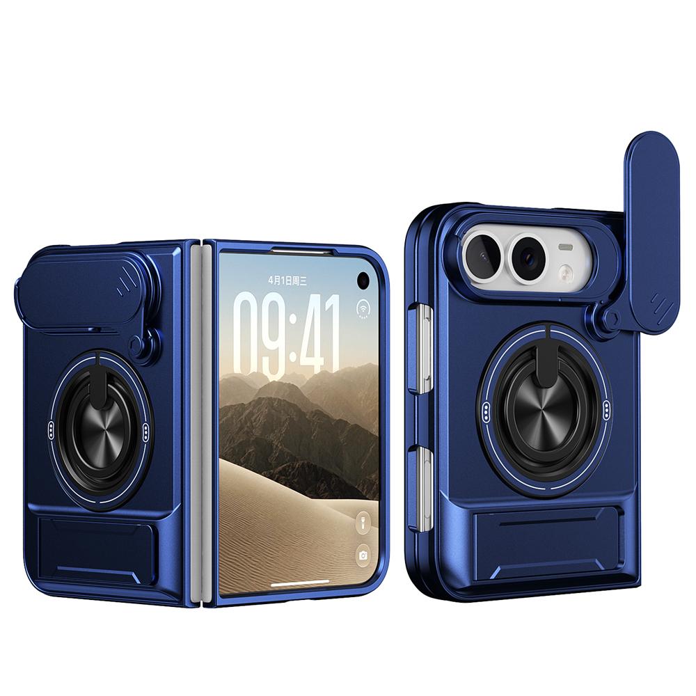 KEYSION Magnetic Phone Case for iPhone Duo Slide Camera Protection Upright Kickstand 360° Ring Shockproof Cover for iPhone Duo
