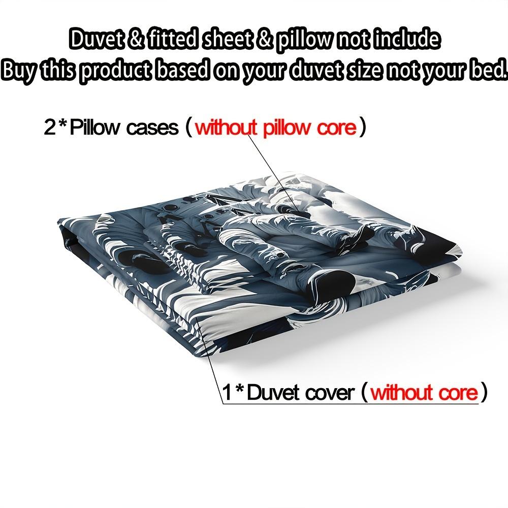Fantasy Astronaut Theme Duvet Cover Set with Pillowcases, 3pcs Cartoon Space Astronaut Printed Bedding Set, Soft Comfortable
