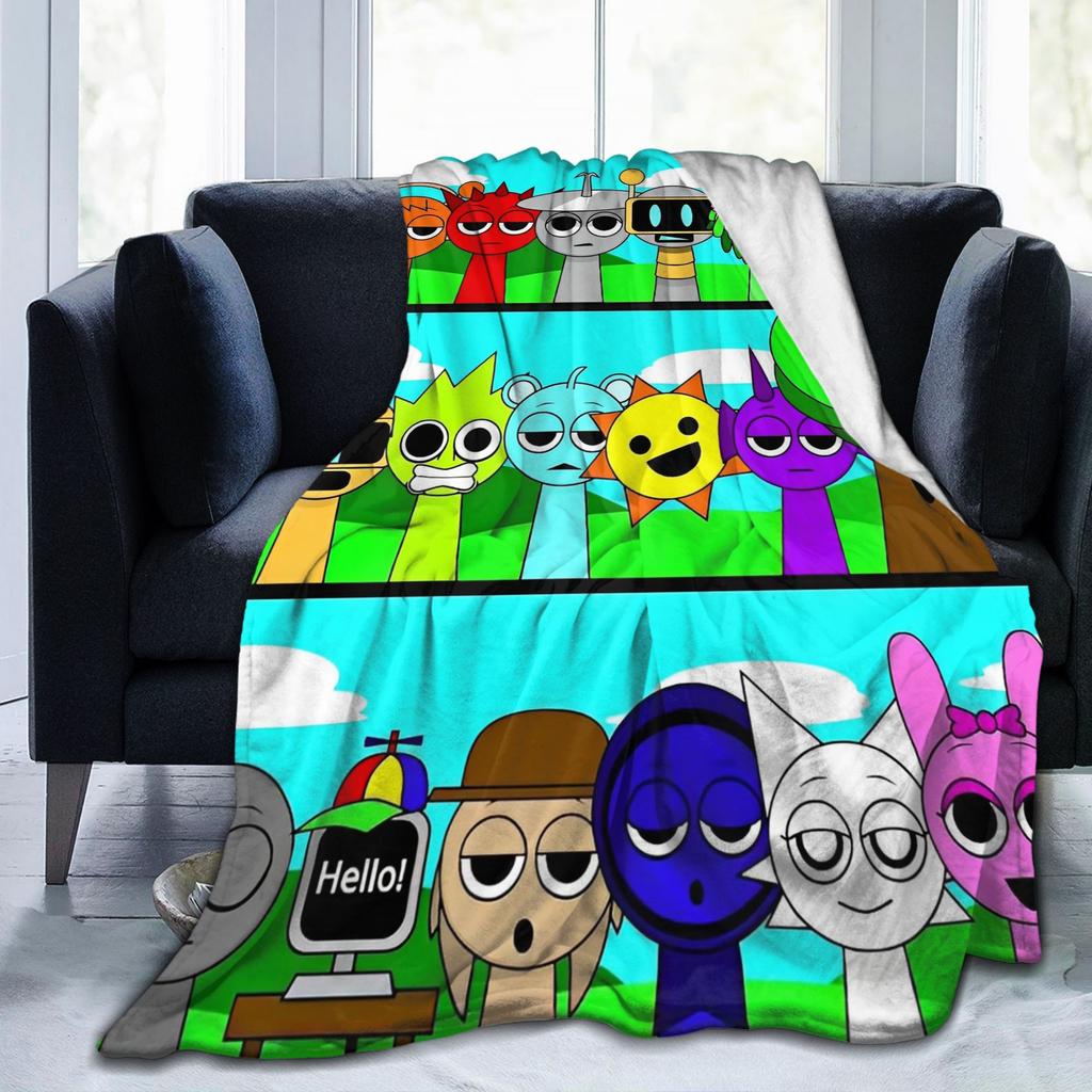 Sprunkis Characters Game Blankets Fuzzy Novelty Breathable Throw Blankets for Chair Covering Sofa Spring/Autumn