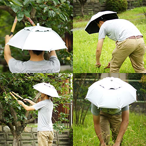 Umbrella Hat Parasol for Covering Umbrella Covering Umbrella Haha! (Hat Umbrella) Fishing, Farming, Gardening, Etc. [LIEBEN-3810] (White/Black)