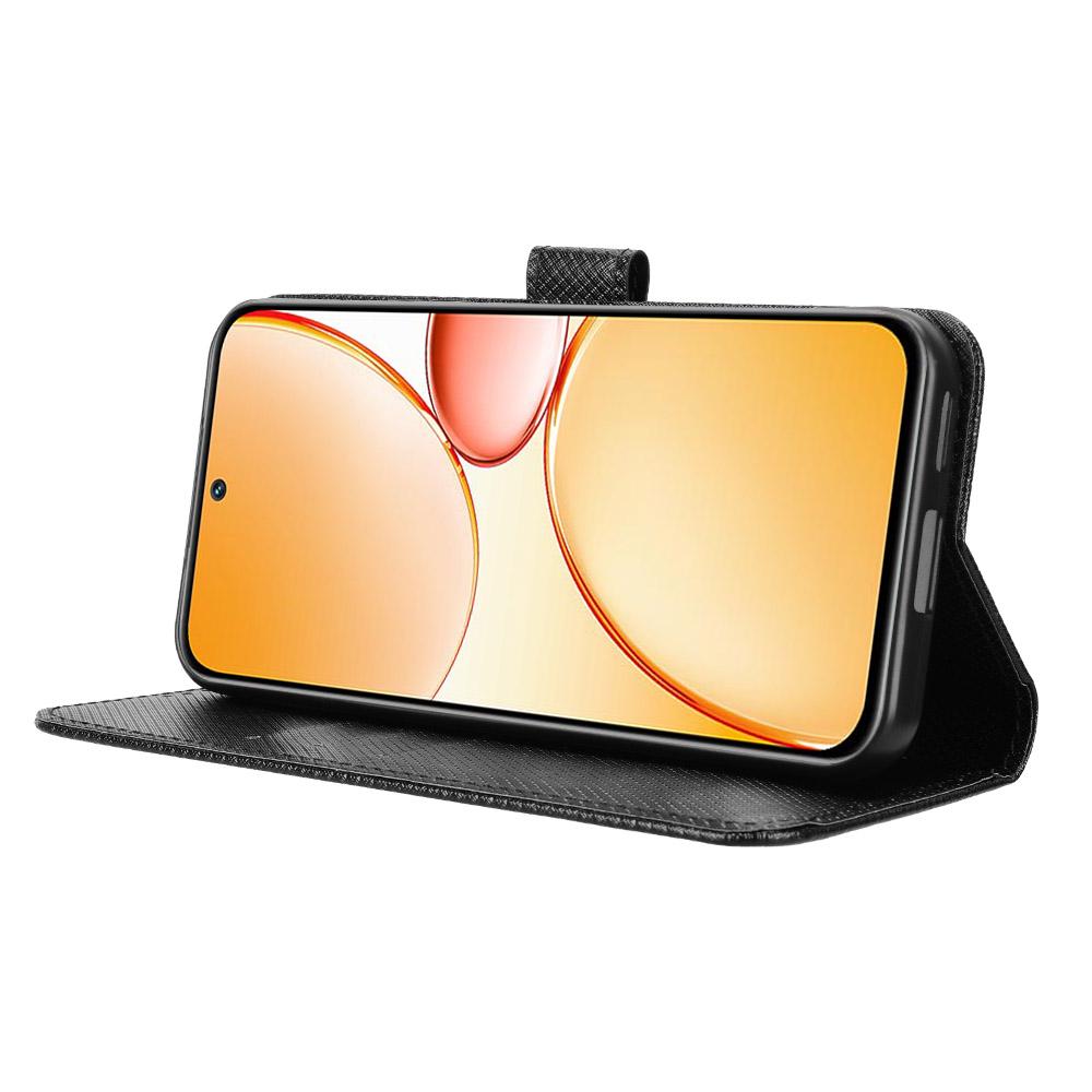 Für Realme C85 Pro 4G Leder Wallet Hülle mit Band Diamantstruktur Handyhülle