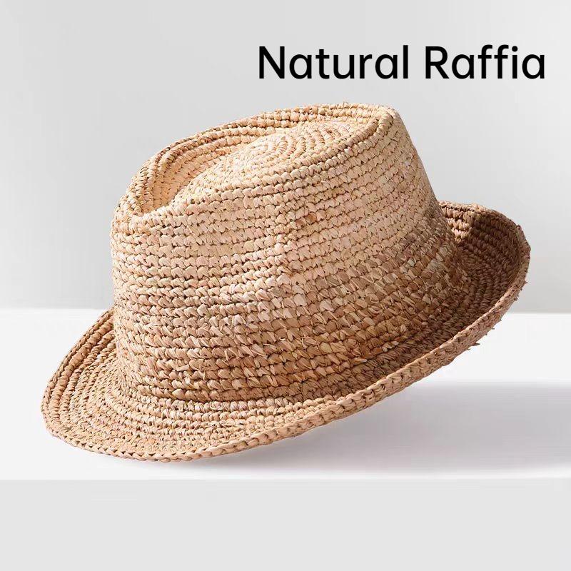 My Extreme Outdoor Activities Women's Brown New Natural Raffia Jazz Sun Hats Men And Summer Manual Woven Straw Hatfashion Sun Protection Sunshade Beach Hat Panama 56-58Cm