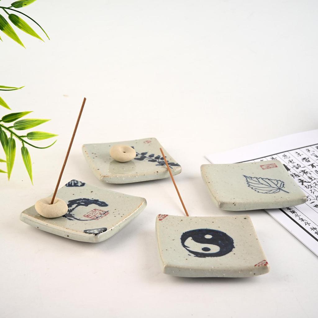 Antique Zen-Style Chinese Pottery Incense Holder and Burner Tea Table Decoration