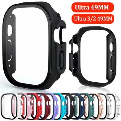 Glass+Case For Apple Watch Ultra 3/2 49mm Screen Protector Cover Accessories PC Bumper Tempered Iwatch Series Ultra 2 Protective