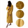 Women'S Long Waffle Bathrobe With Pockets, 100% Cotton, Quick-Drying, L