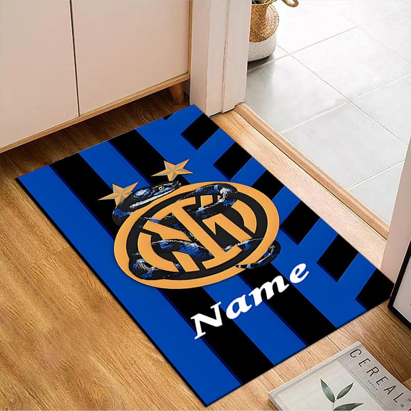 Custom Name Inter Milan Crest Rug Game Carpet, Floor Mat for Bedroom Living Room Entryway Rug, Home Decor Idea Gift for Christmas Birthday