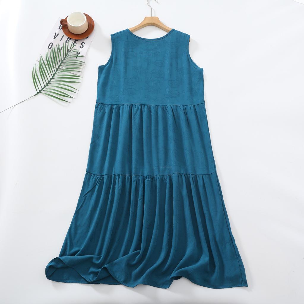 Jacquard Craft Cotton Silk Casual Women's Vest Dresses Dresses Thin Bottom Dresses Cotton Rayon Long Cake Dresses Beach Dresses