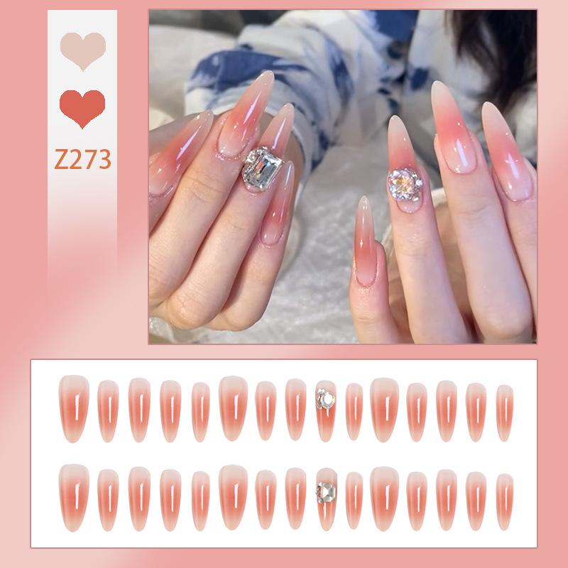 Luxurious Transparent Blush Bubble Rose Press-On Nail Set with Wearable Stickers