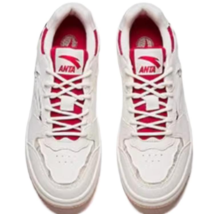 Anta Comfortable National Trend Non-Slip Wear-Resistant Breathable Low-Top Casual Shoes Kids sneaker Ivory-White Elegant-Red A22518005