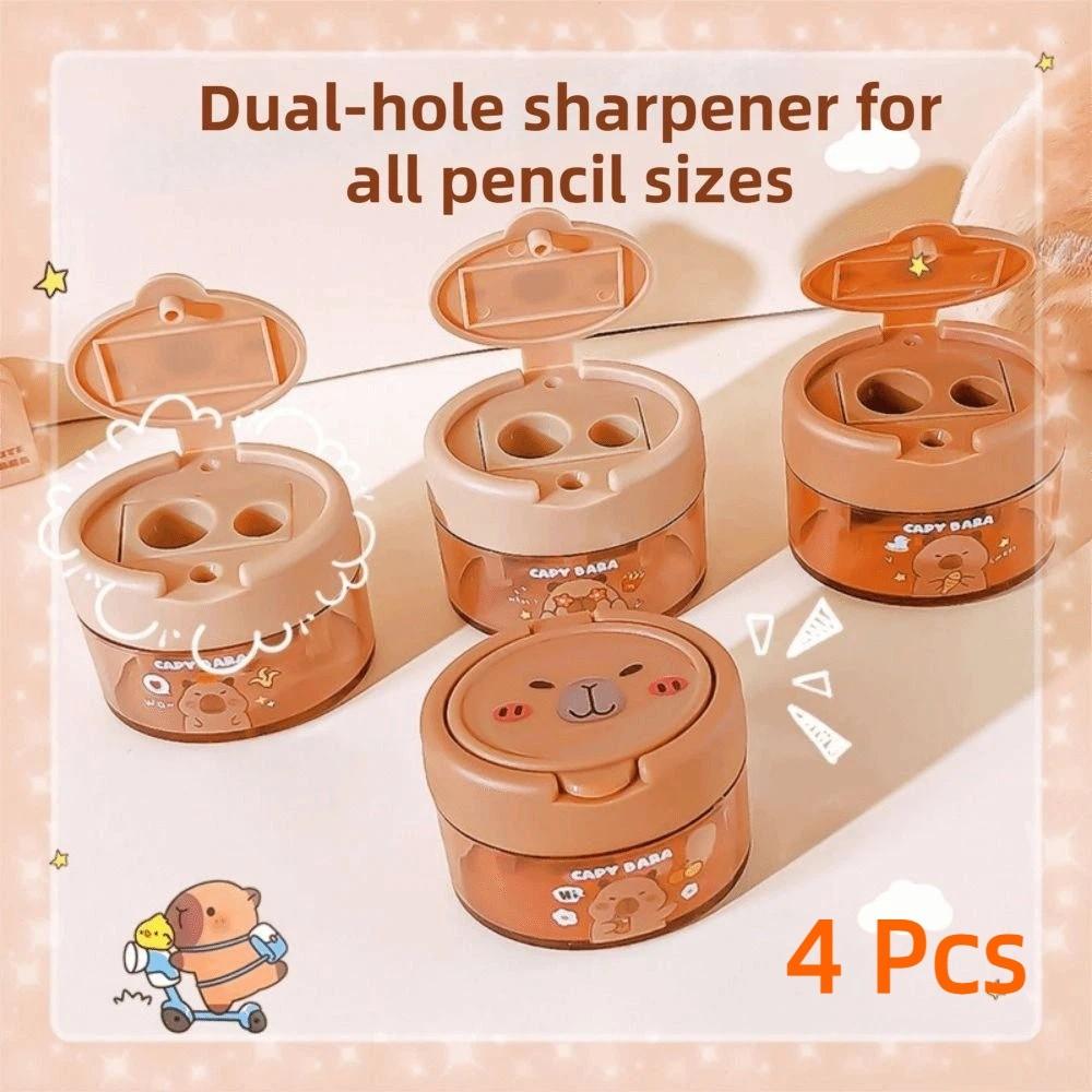 4Pcs Flip-Top Pencil Sharpener Portable Capybara Sharpener Student Stationery Gifts  School Supplies