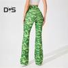 Women Yoga Pants High Waist Water Wave Striped Print Casual Trousers Running Cycling Flared Leggings Loungewear
