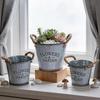 Retro Metall Pflanztopf Blumentopf mit Seilgriffen Antiker Pflanztopf für