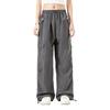 Damen Elastische Hose mit Hohem Bund Lässige Passform Weites Bein Lange Hose Hose mit Taschen