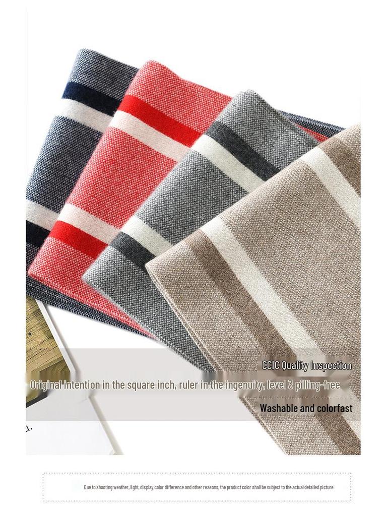 Women's Winter Tricolor Knit Cashmere Scarf & Shawl