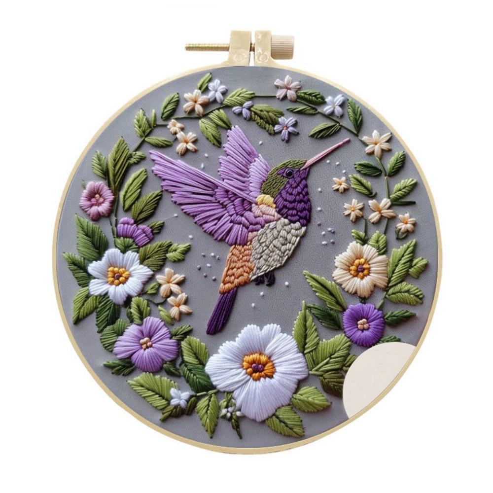 New Embroidery Flower Pattern DIY Cross Stitch Animal Bird Painting With Hoop Adult Beginner