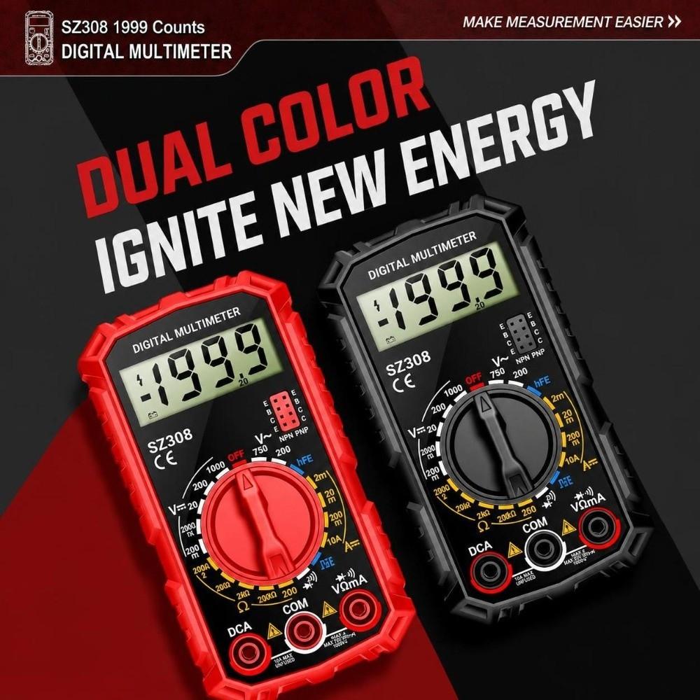 HFE Test Digital Multimeter 1999 Counts AC DC Multimeter Portable HFE Triode Tester