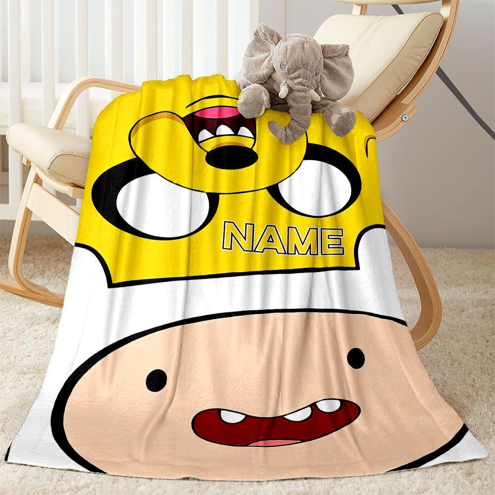 Adventure Time Faces Personalized Text Blanket Multi-purpose Customizable Blanket Ultra-Soft Great for Office Chair Picnics Nap