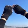 Warm Half Finger Gloves Men Exposed Fingers In Winter Half Fingerless Cycling and Driving Thick Wool Knitted Fingers To Prevent Cold