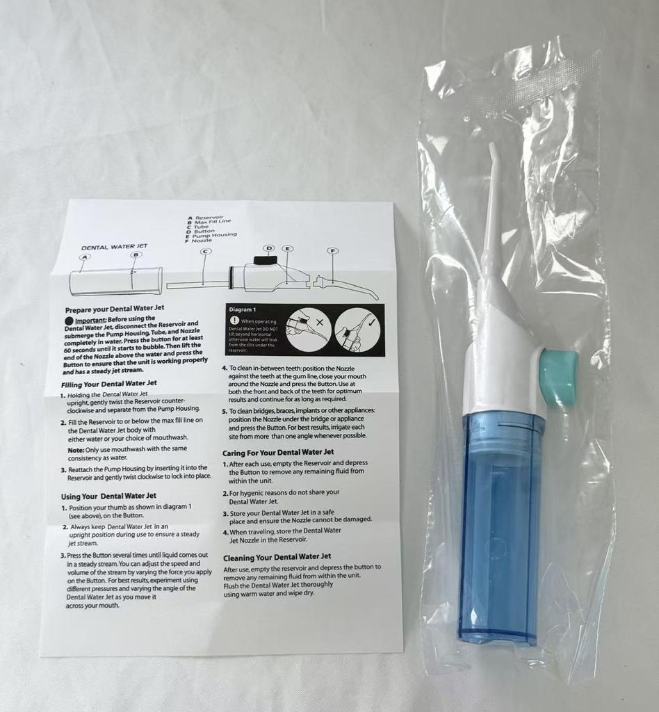 High-Pressure Dental Irrigator: IPX7 Waterproof Manual Water Flosser & Teeth Cleaner