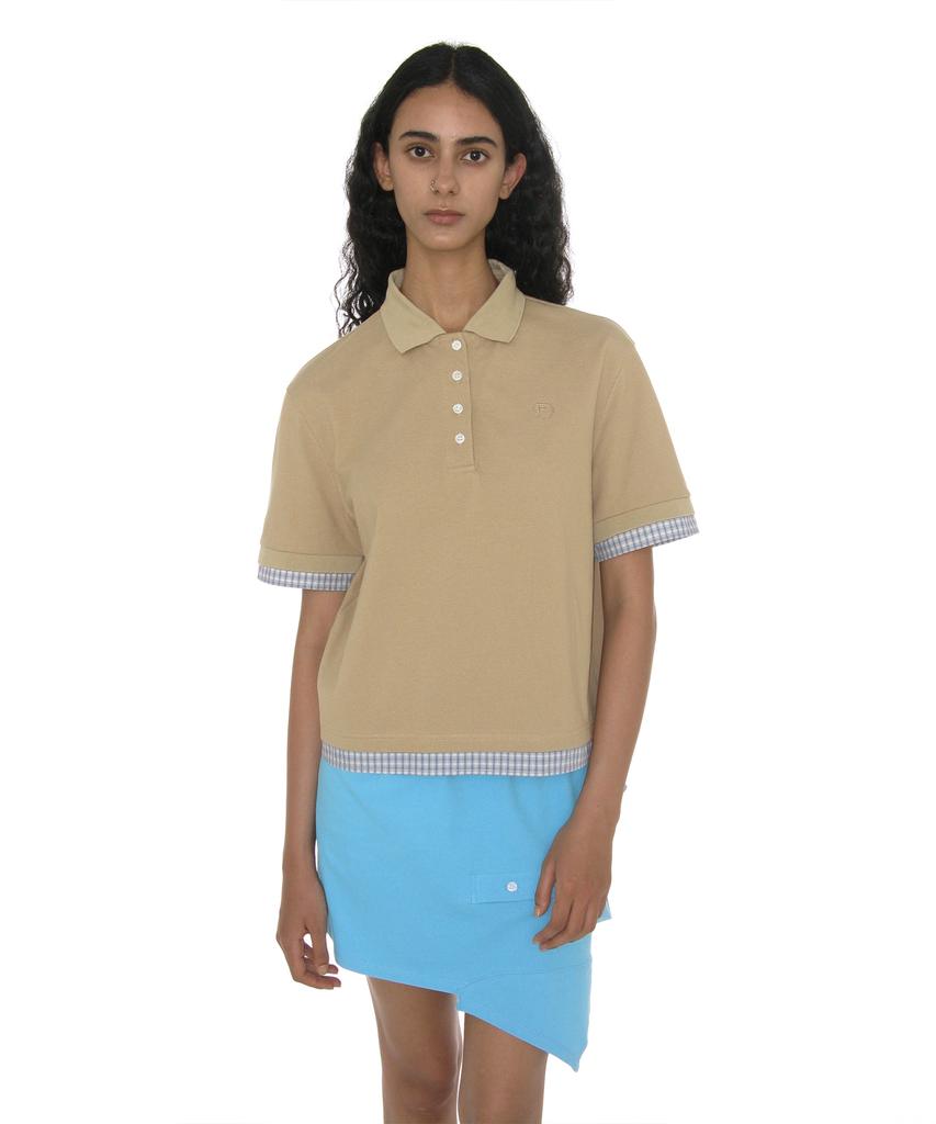 PARTIMENTO WOMEN Double Layered Polo Tee_Beige