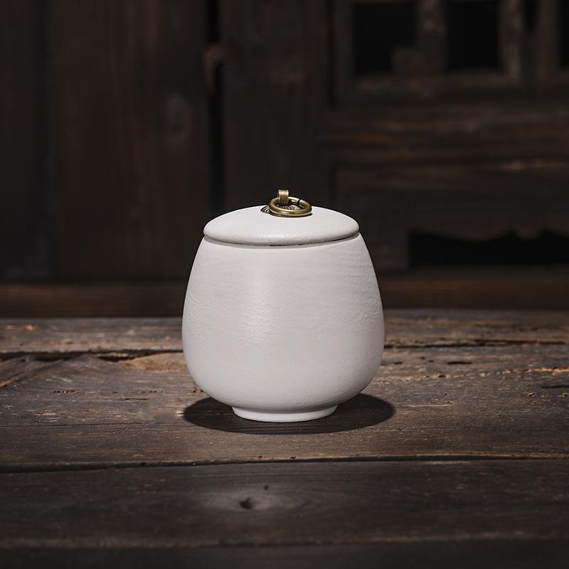 Creative Tea Jar Ceramic Coffee Food Sealed Jar Household Moisture-proof Storage Box Portable Travel Box Storage Container Home