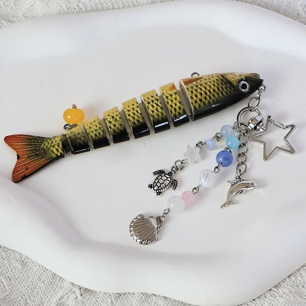 Creative Plastic Fish Keychain Multi Jointed Simulation Fish Hook Key Chain Keychain Pendant Gifts